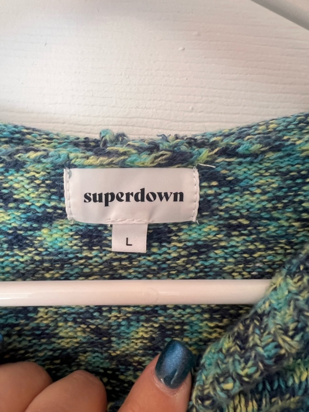 superdown Cropped Hooded Sweater in Teal Mix - Picture 3 of 6
